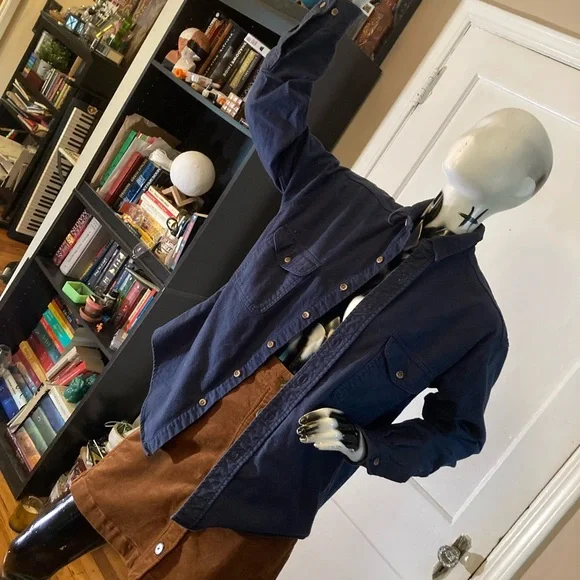 Blue 100% Cotton Shacket Shirt Jacket - Picture 6 of 8